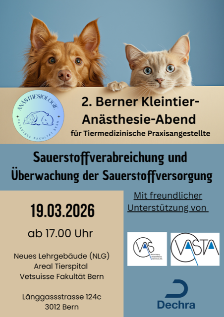 2. Berner Kleintier Anästhesie Abend "Sauerstoffverabreichung und Überwachung der Sauerstoffversorgung"