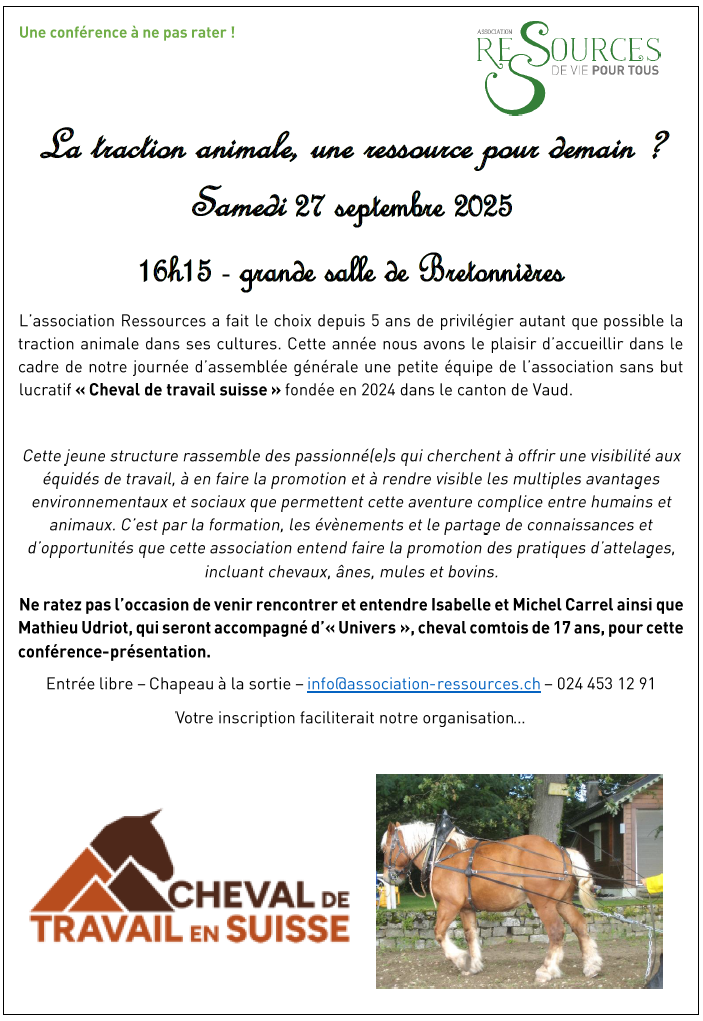 Conférence "La traction animale, une ressources pour demain"